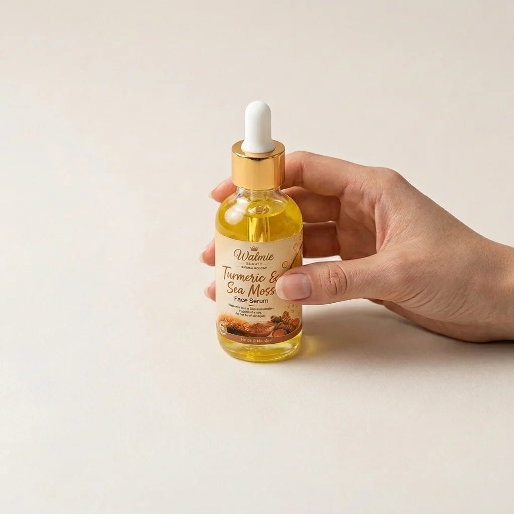 Sérum visage Walmie Beauty Curcuma & Sea Moss pour hydrater et révéler l’éclat naturel de la peau.